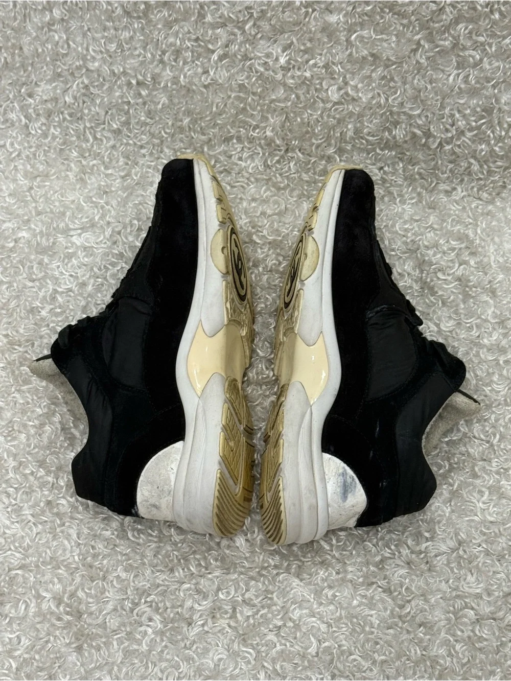 CHANEL Black and White Suede Fabric Sneakers